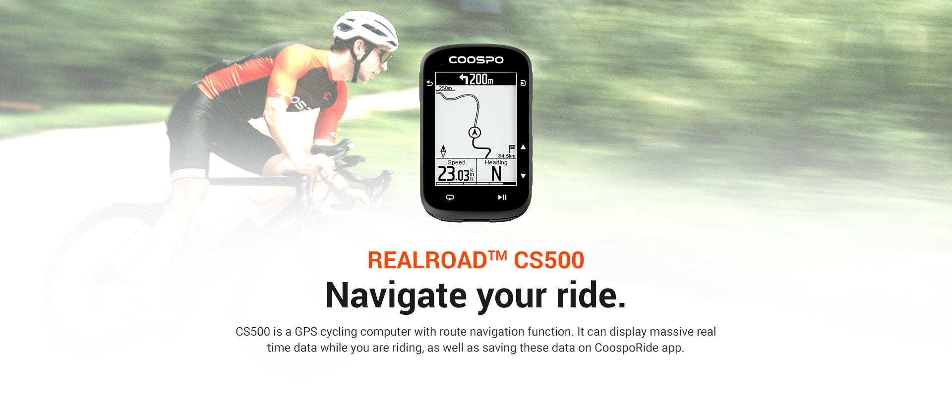 Coospo CS500 ciclocomputador GPS 2.6 pulgadas vista frontal