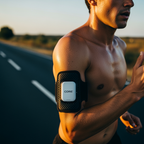 Runner usando CORE Arm Strap sensor temperatura brazo bicep
