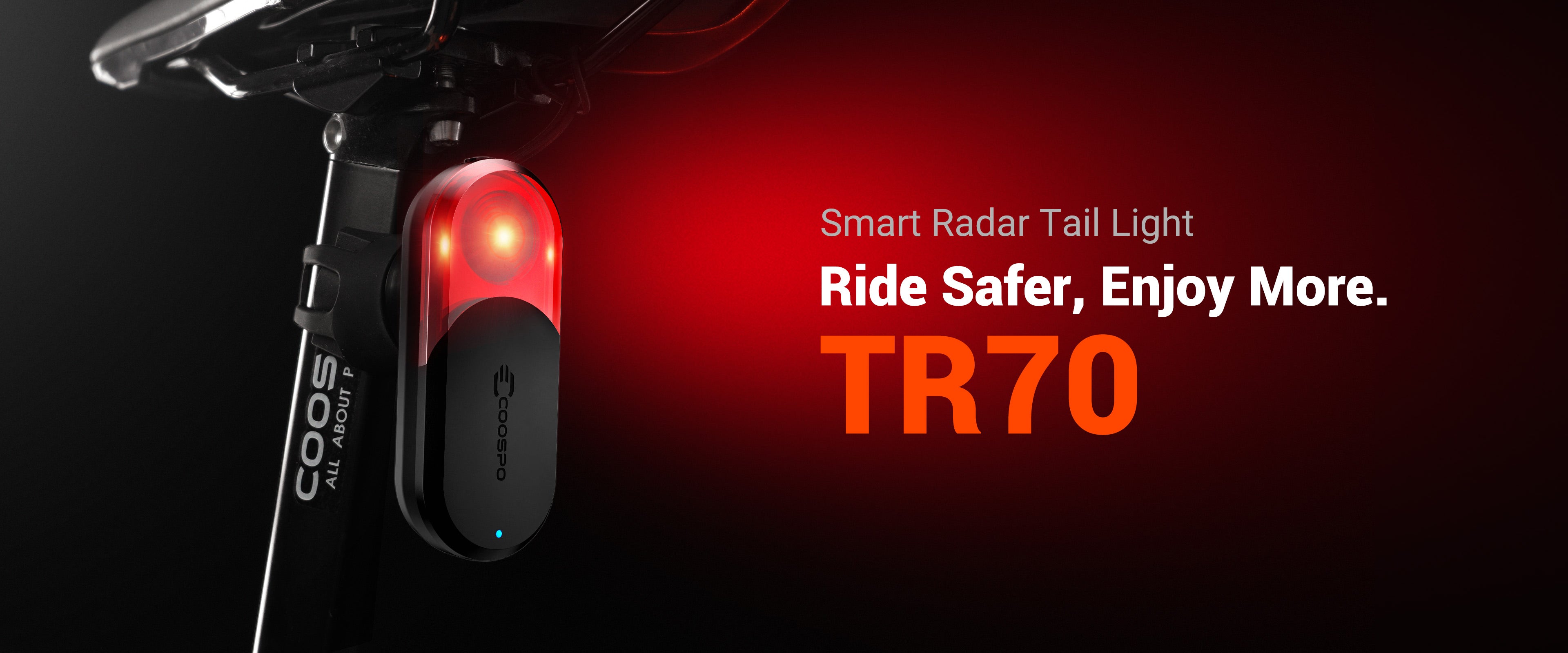 Coospo TR70 radar trasero bicicleta vista frontal