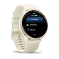 Garmin Vivoactive 6, GPS, Bone/Lunar Gold, WW, vista frontal